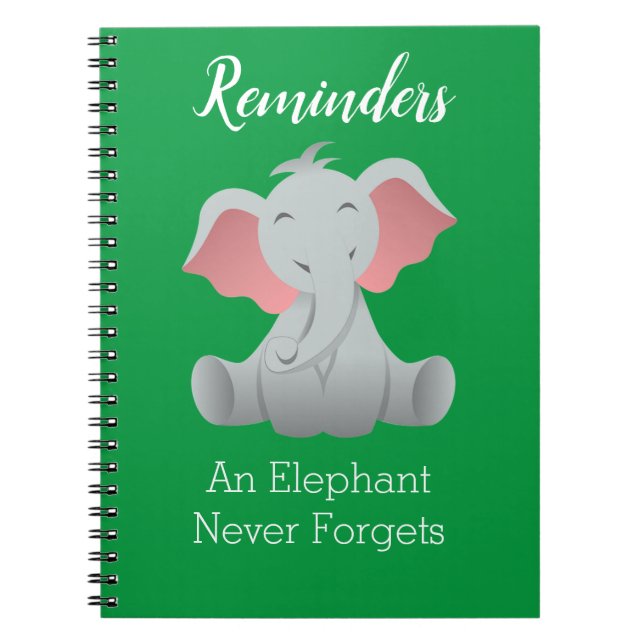 Cuaderno Cute Baby Elephant Cuote Reminder (Frente)