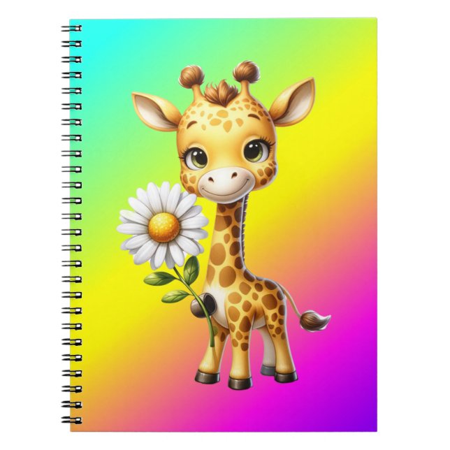 Cuaderno Cute Baby Giraffe con Daisy Flower-88681 (Frente)