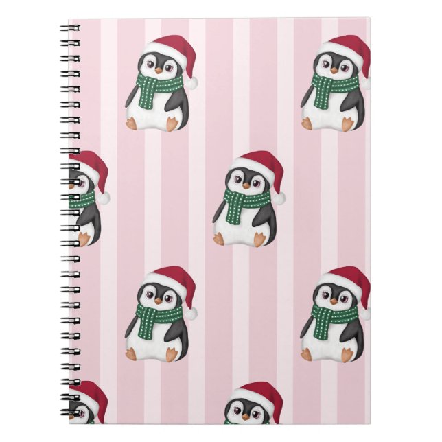 Cuaderno Cute Baby Penguin Wearing Santa Hat Christmas (Frente)