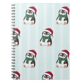 Cuaderno Cute Baby Penguin Wearing Santa Hat Christmas