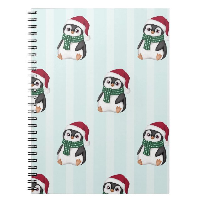 Cuaderno Cute Baby Penguin Wearing Santa Hat Christmas (Frente)