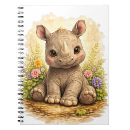 Cuaderno Cute Baby Rhino Spiral Notebook Kawaii