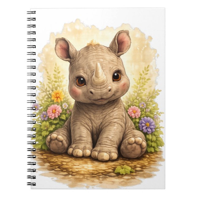 Cuaderno Cute Baby Rhino Spiral Notebook Kawaii (Frente)