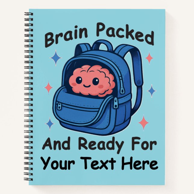 Cuaderno Cute Back-to-School Customizable “Brain Ready" (Anverso)
