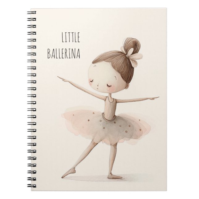 Cuaderno Cute Ballerina Ballet Little Ballerina Watercolor (Frente)