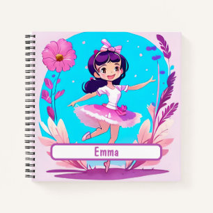 Cuaderno Cute Ballerina Notebook Con Nombre De Personalizab