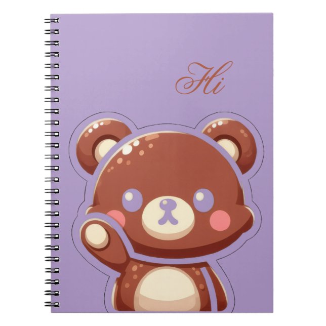 Cuaderno Cute Bear Spiral Notebook–Purple Teddy Bear Design (Frente)