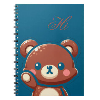 Cuaderno Cute Bear Spiral Notebook – Teal Blue Teddy Bear