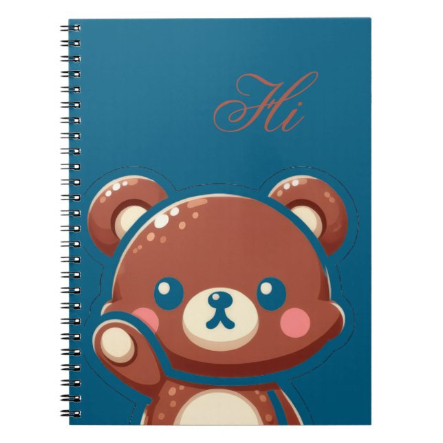 Cuaderno Cute Bear Spiral Notebook – Teal Blue Teddy Bear (Frente)