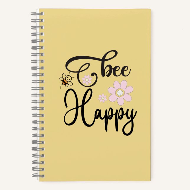 Cuaderno Cute Bee & Pink Daisy Floral Spiral Notebook | Kaw (Anverso)
