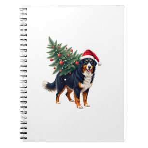 Cuaderno Cute Bernese Mountain Dog en un árbol de Navidad p