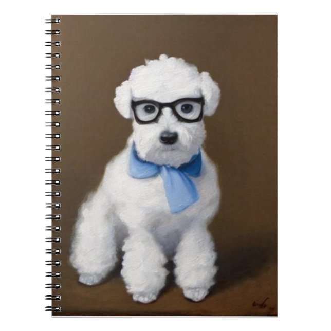 Cuaderno Cute Bichon Frisé Viendo Gafas (Frente)