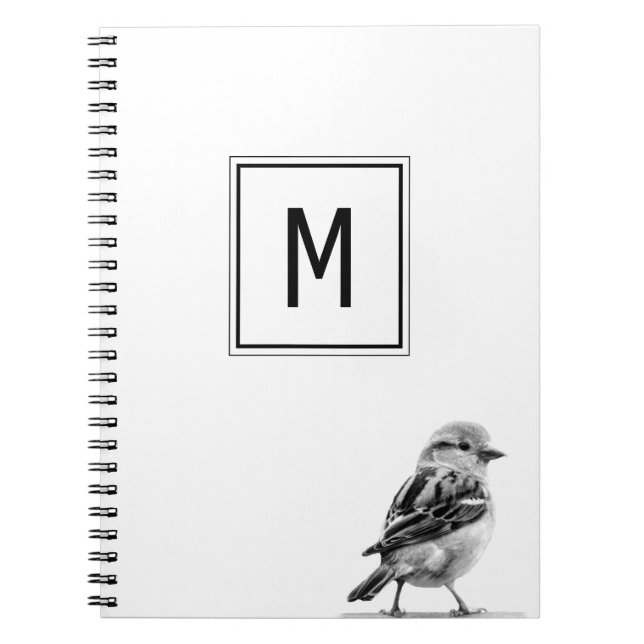 Cuaderno Cute Bird Custom Your Initial Letter  (Frente)