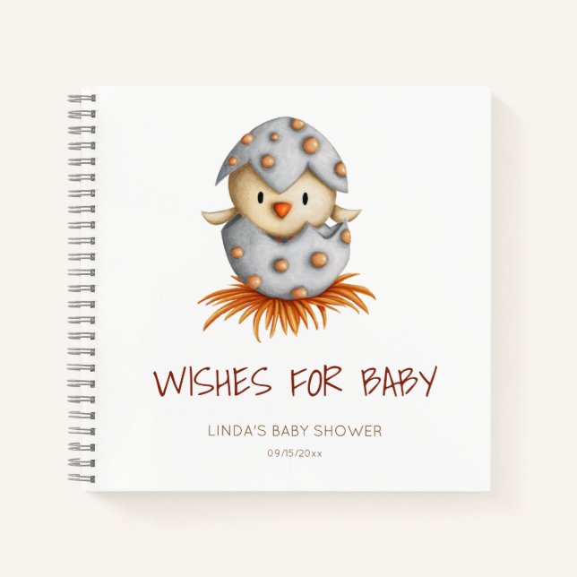 Cuaderno Cute Bird Hatching Baby Shower Guest Book (Anverso)