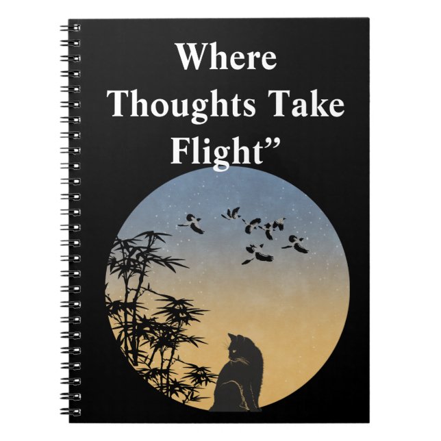 Cuaderno Cute Black cate in nutural inder  sky moon\waterco (Frente)