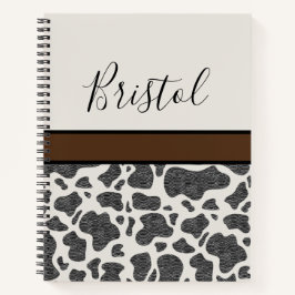 Cuaderno Cute Black Cow Spots Animal Print Personalizado