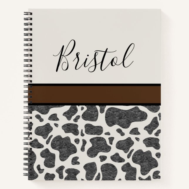 Cuaderno Cute Black Cow Spots Animal Print Personalizado (Anverso)