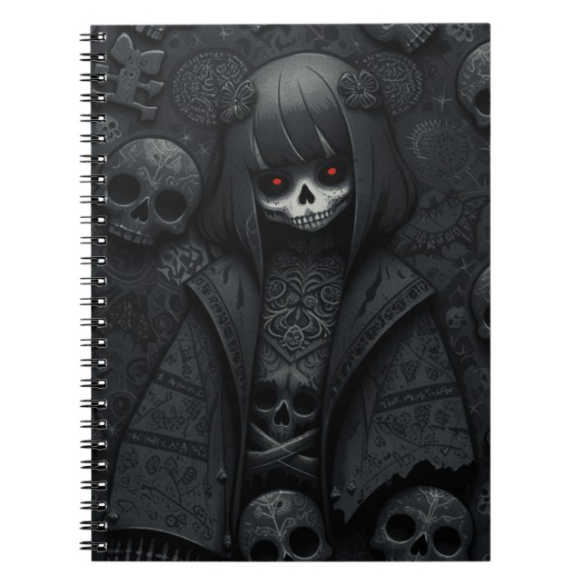 Cuaderno Cute black dark Skull Halloween obscure anime (Frente)