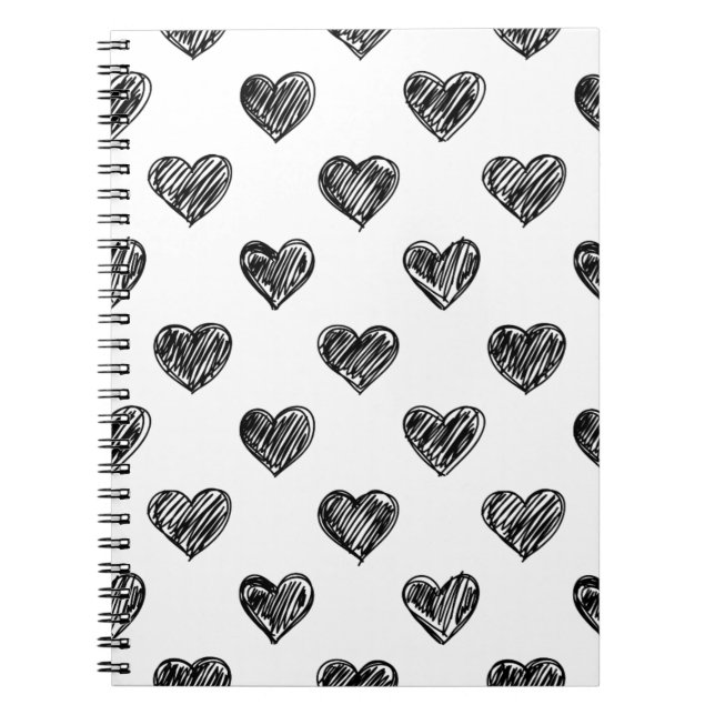 CUADERNO CUTE BLACK HEARTS DOODLES PATTERN NOTEBOOK (Frente)