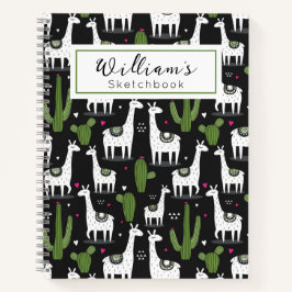 Cuaderno Cute Black Llama Cactus Sketchbook para niños