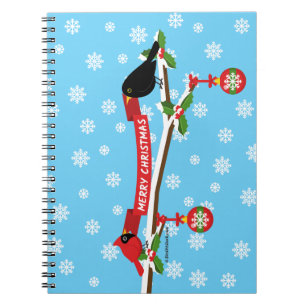 Cuaderno Cute Blackbird Y Cardenal En Sucursal - MERRY XMAS