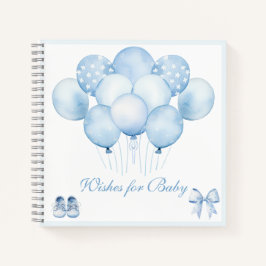 Cuaderno Cute Blue Balloons Baby Shower Guest Book