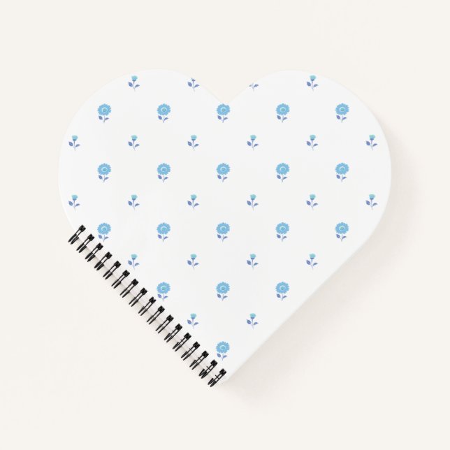 Cuaderno Cute Blue Ditsy Flor de Corazón (Anverso)