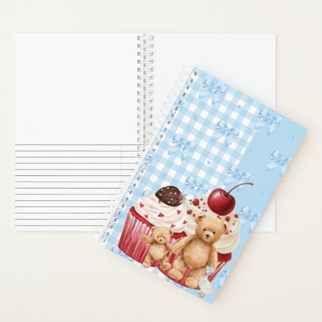 Cuaderno Cute Blue Gingham Teddy Bear & Ribbon  (Interior)