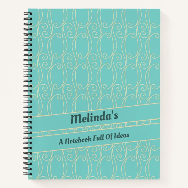 Cuaderno Cute Blue & Gold Fancy Personalizado (Anverso)
