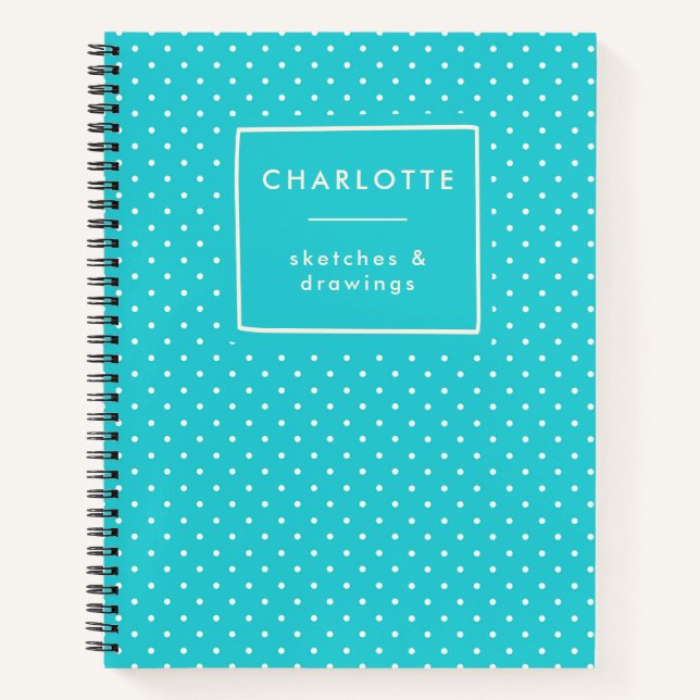 Cuaderno Cute Blue Polka Dots Personalized Kids Sketchbook (Anverso)