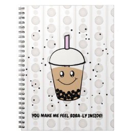 Cuaderno Cute Boba Bubble Tea Pun Espiral de foto portátil