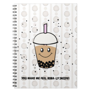 Cuaderno Cute Boba Bubble Tea Pun Espiral de foto portátil