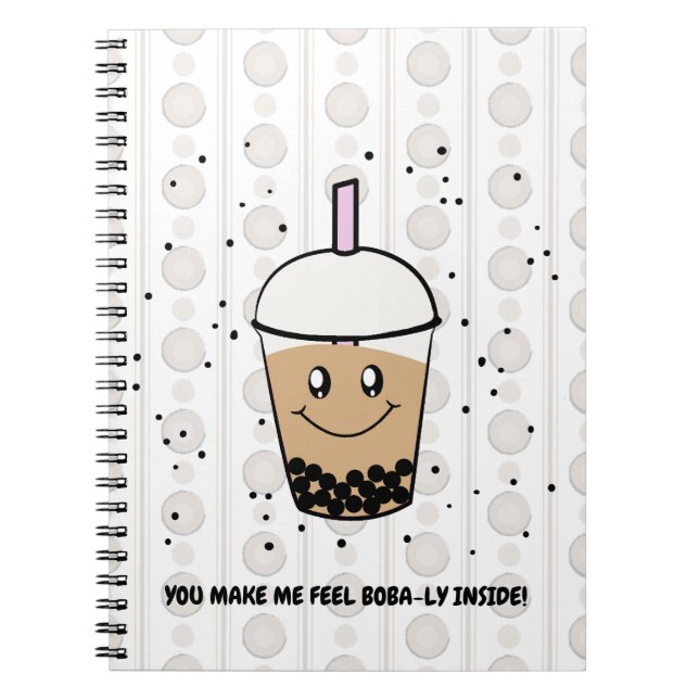 Cuaderno Cute Boba Bubble Tea Pun Espiral de foto portátil (Frente)