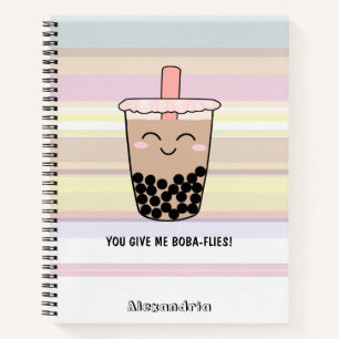 Cuaderno Cute Boba Leche Tea Pun para portátil