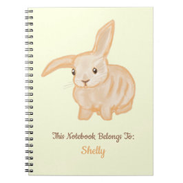 Cuaderno Cute Brown Bunny Rabbit - transparent on yellow. 