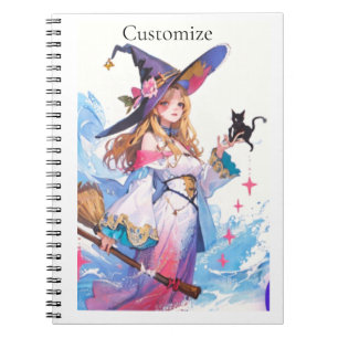 Cuaderno Cute bruja sujetando el gato negro Thunder_Cove