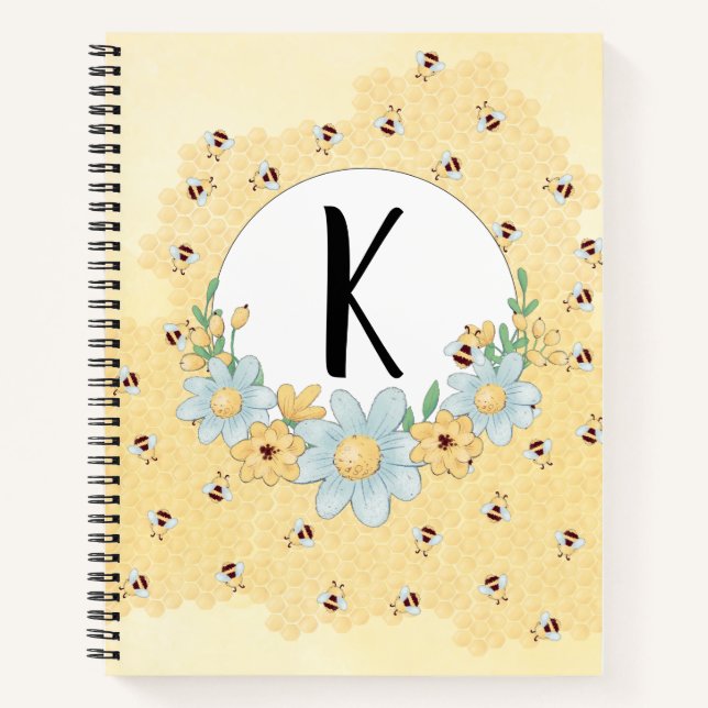 Cuaderno Cute Bumblebees Monogramado (Anverso)