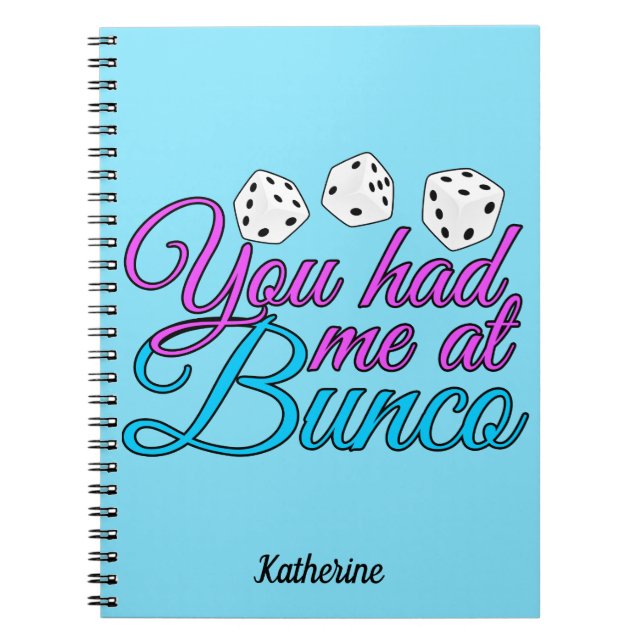 Cuaderno Cute Bunco Game Night Blue Personalizado (Frente)