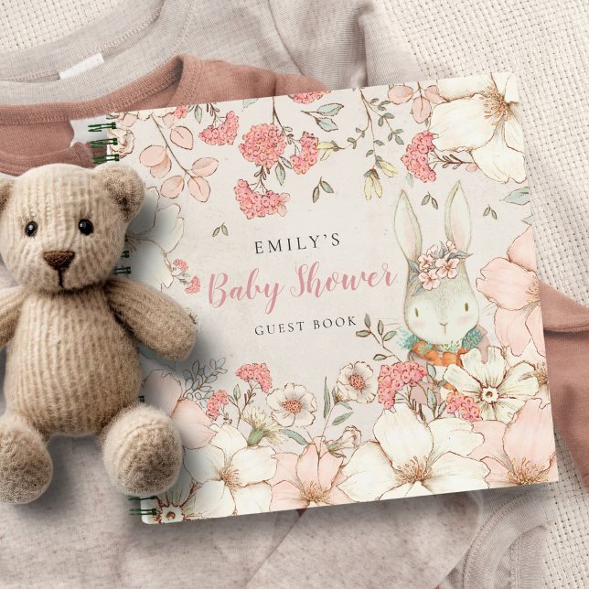 Cuaderno Cute Bunny Floral Baby Shower Alternate Guest Book (Subido por el creador)
