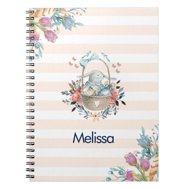 Cuaderno Cute Bunny in a basket with Eggs & Pretty Flowers (Frente)