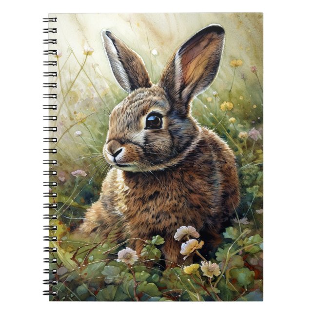 Cuaderno Cute Bunny Rabbit Clover Pintura (Frente)