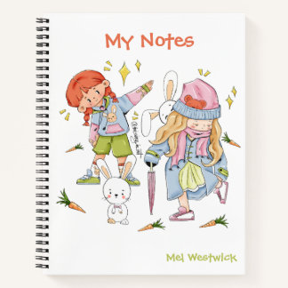 Cuaderno Cute Bunny y Chicas Mis notas EDITABLE