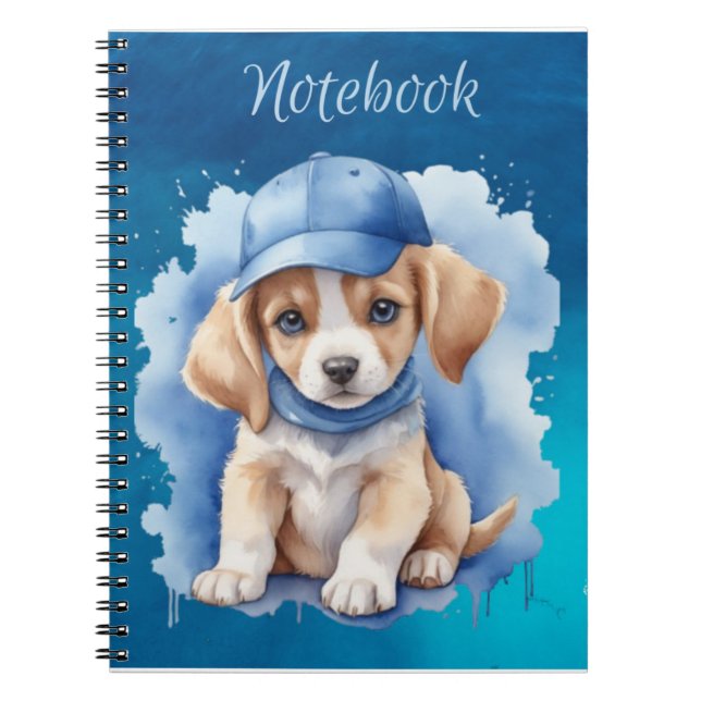 Cuaderno Cute cachorro Blue Eyes Floppy Orejas Espiral Bloc (Frente)