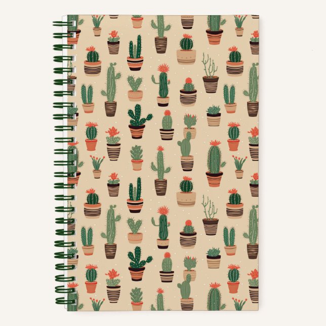 Cuaderno Cute Cactus Pots Personalizado portátil espiral de (Anverso)