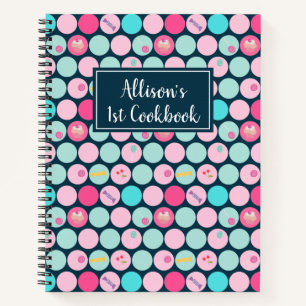 Cuaderno Cute Candy Cupcakes Dots Patrón 1ª Cookbook