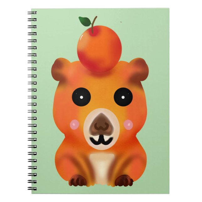 Cuaderno Cute Capybara Borroso con Naranja | Ar Kawaii Anim (Frente)