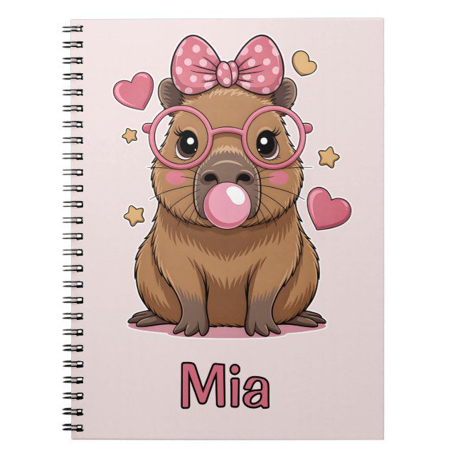 Cuaderno Cute Capybara con Gafas y Chicle (Frente)