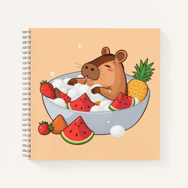 Cuaderno Cute Capybara Fruit Bath Spa Day Kawaii Animal Ill (Anverso)