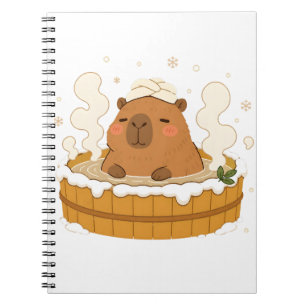 Cuaderno Cute Capybara Invierno Onsen Nieve Fuente Termal