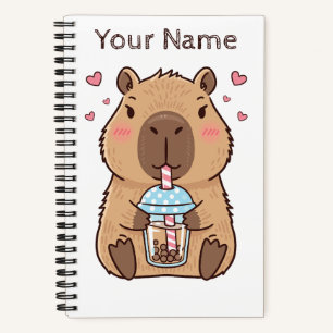 Cuaderno Cute Capybara Sipping Boba Tea